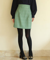 チェック柄ハイウエストミニスカートsdp0153 グリーン