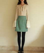 チェック柄ハイウエストミニスカートsdp0153 グリーン