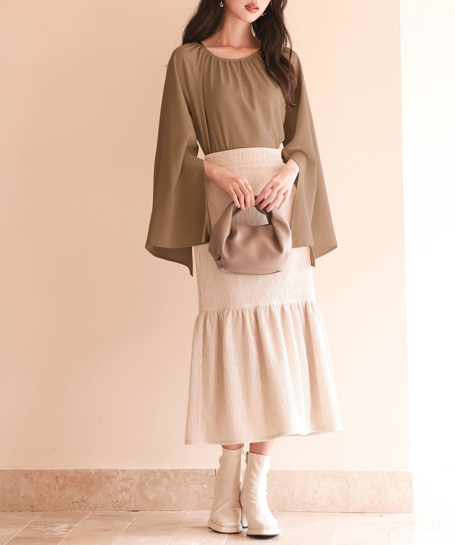 スリットフレアスリーブブラウスsdp0165 ブラウン