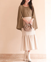 スリットフレアスリーブブラウスsdp0165 ブラウン