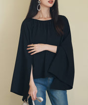 スリットフレアスリーブブラウスsdp0165 ブラック