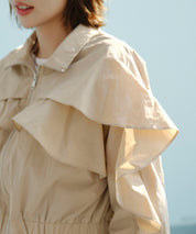 スタンドカラーフリルショート丈ブルゾンsdp0171 ベージュ