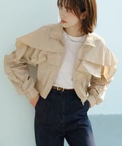 スタンドカラーフリルショート丈ブルゾンsdp0171 ベージュ