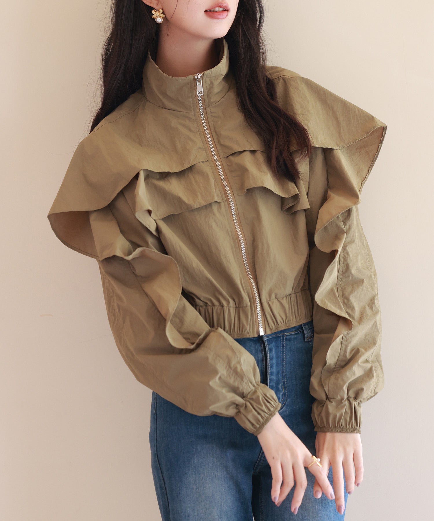 スタンドカラーフリルショート丈ブルゾンsdp0171-103-22