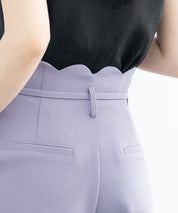 スカラップウエストワイドパンツsdp0172 ラベンダー