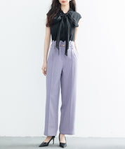 スカラップウエストワイドパンツsdp0172 ラベンダー