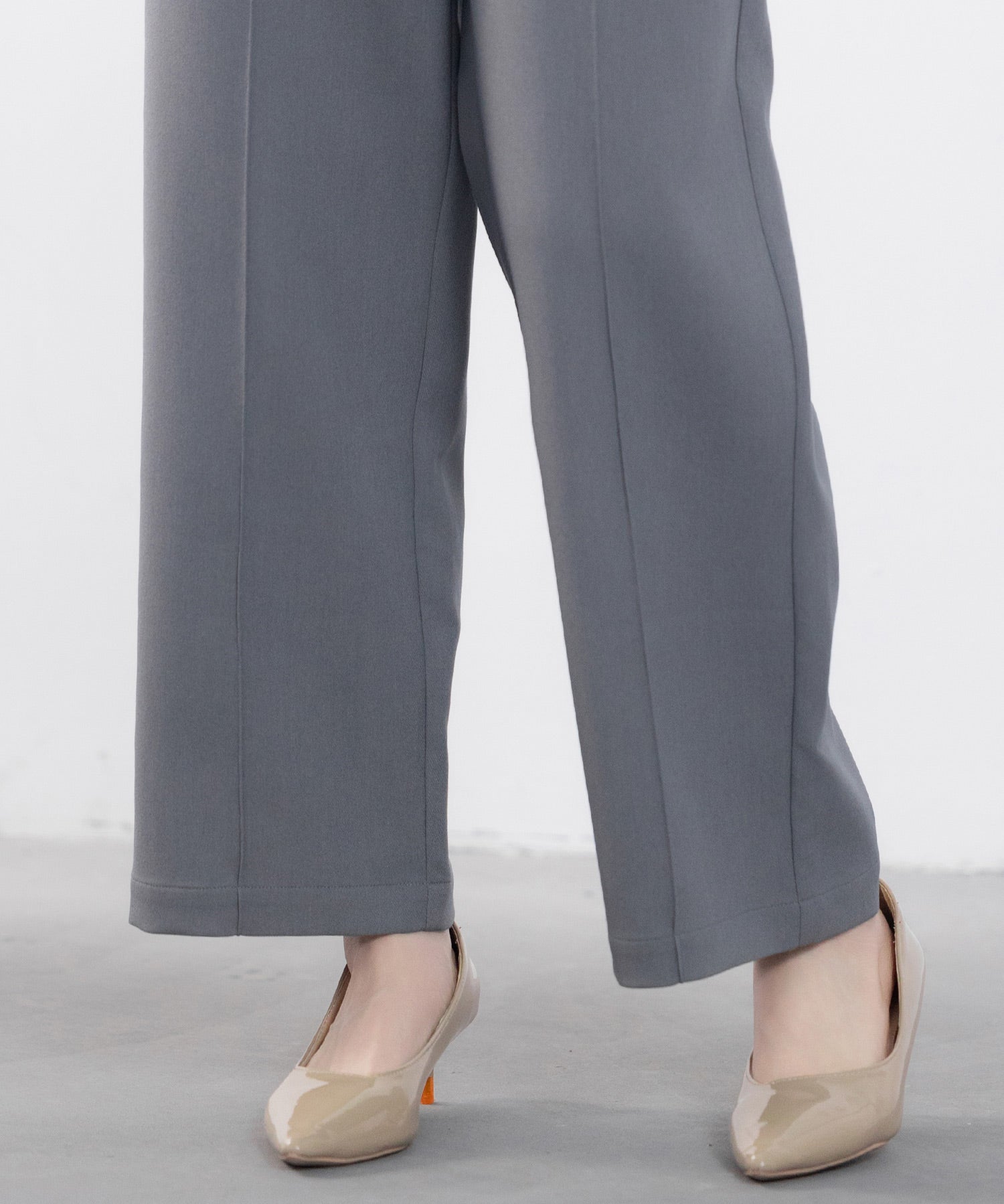 スカラップウエストワイドパンツsdp0172 チャコール