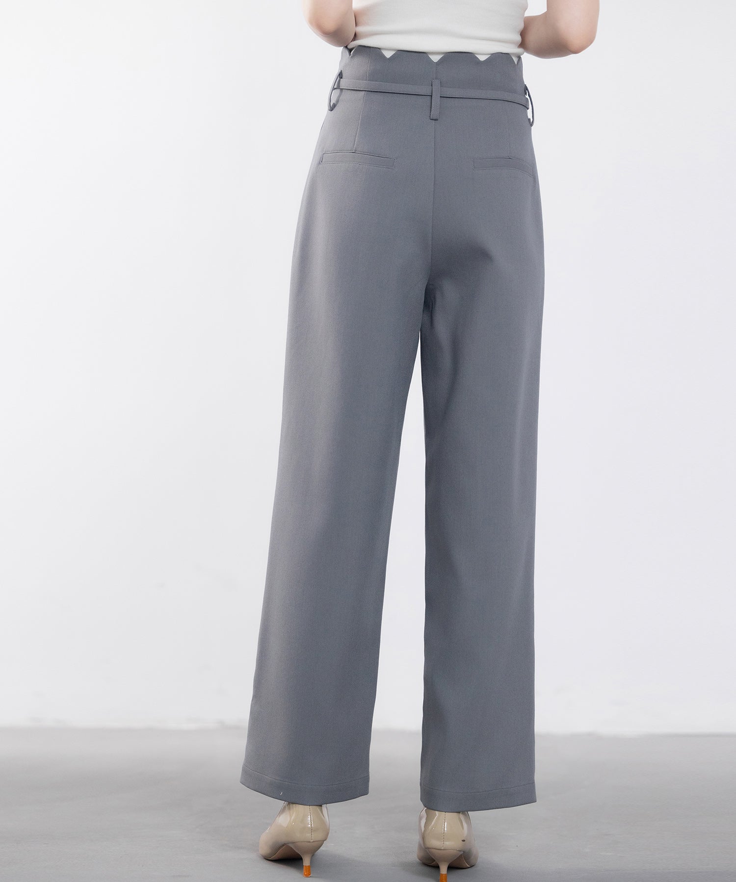 スカラップウエストワイドパンツsdp0172 チャコール