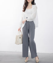 スカラップウエストワイドパンツsdp0172 チャコール