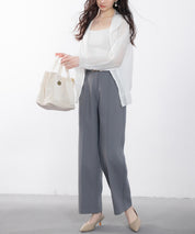 スカラップウエストワイドパンツsdp0172 チャコール