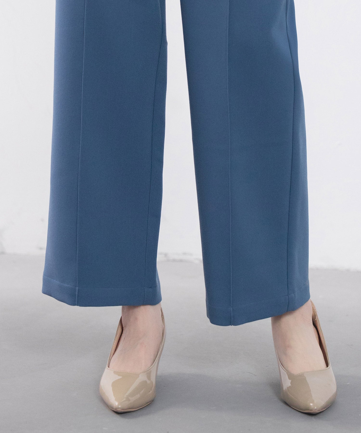 スカラップウエストワイドパンツsdp0172 ブルーグレー