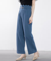 スカラップウエストワイドパンツsdp0172 ブルーグレー