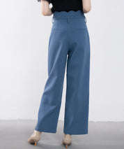 スカラップウエストワイドパンツsdp0172 ブルーグレー