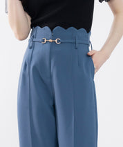 スカラップウエストワイドパンツsdp0172 ブルーグレー