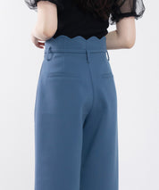 スカラップウエストワイドパンツsdp0172 ブルーグレー