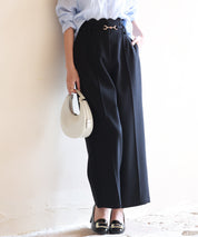 スカラップウエストワイドパンツsdp0172 ブラック