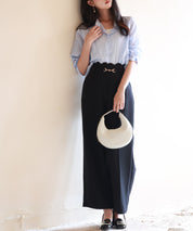 スカラップウエストワイドパンツsdp0172 ブラック