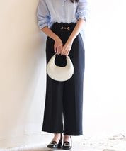 スカラップウエストワイドパンツsdp0172 ブラック