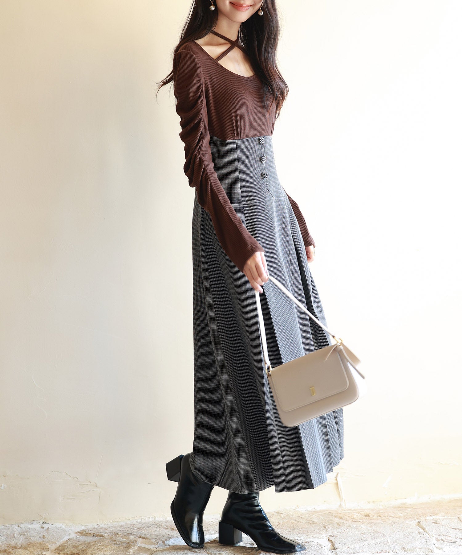 カットソートップスと柄物スカートがドッキングしたワンピースsdp0175