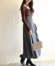 カットソートップスと柄物スカートがドッキングしたワンピースsdp0175