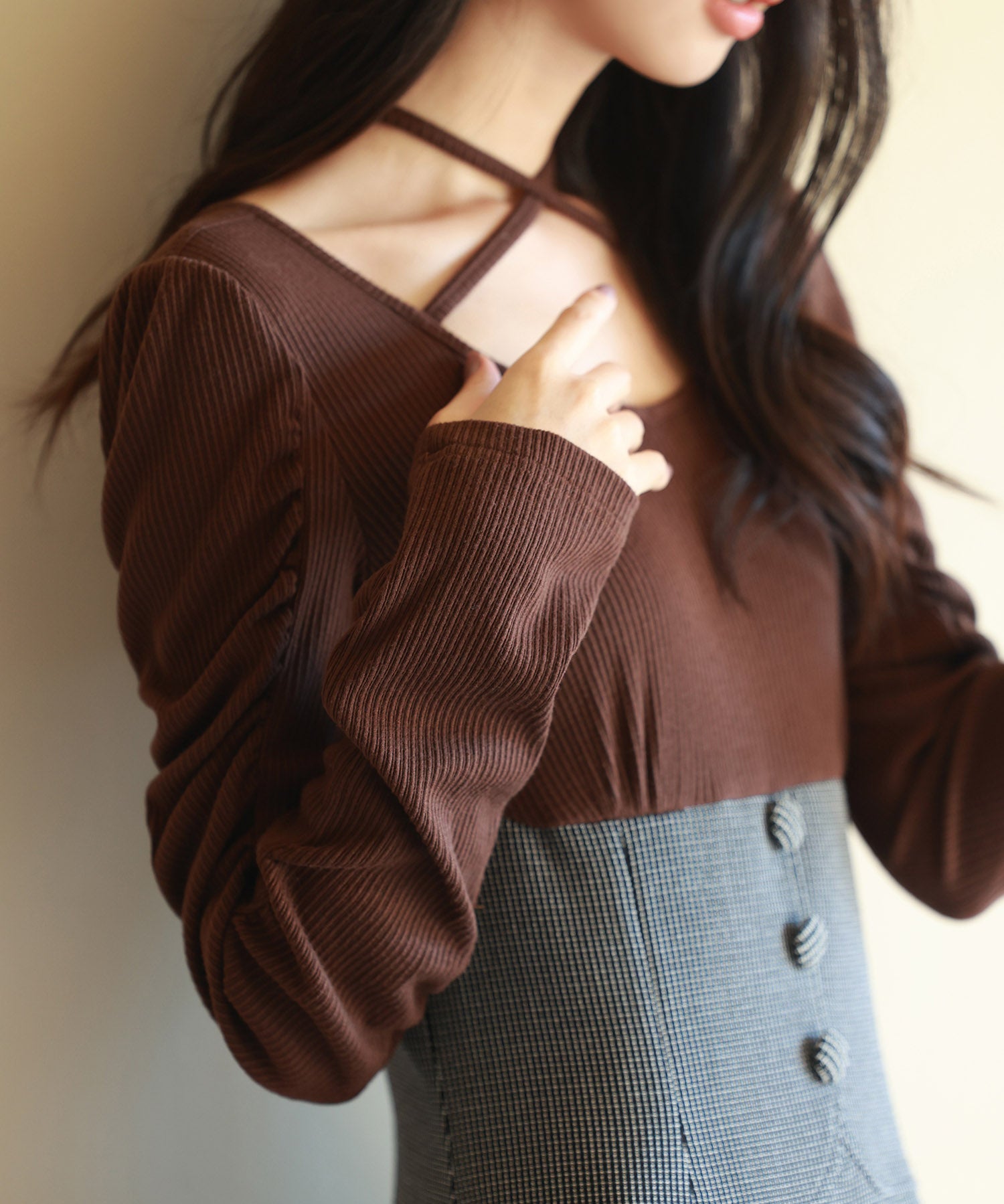 カットソートップスと柄物スカートがドッキングしたワンピースsdp0175