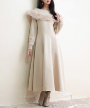 ファー付きケープ風ロングフレアワンピースsdp0176-102-14
