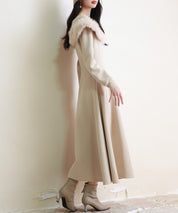 ファー付きケープ風ロングフレアワンピースsdp0176