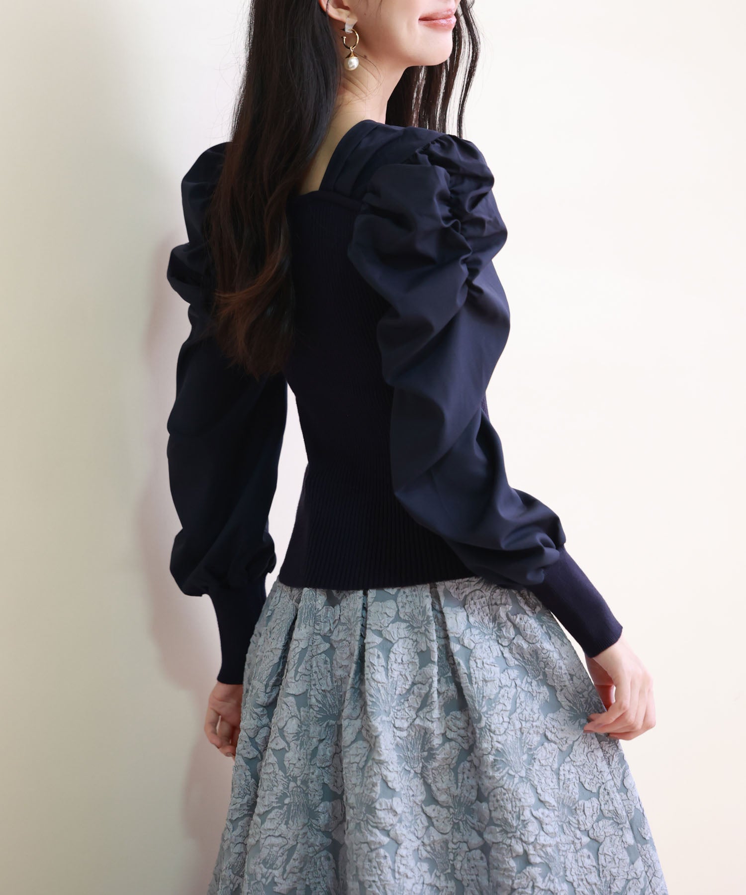 異素材ドッキングニットプルオーバーsdp0179 ネイビー