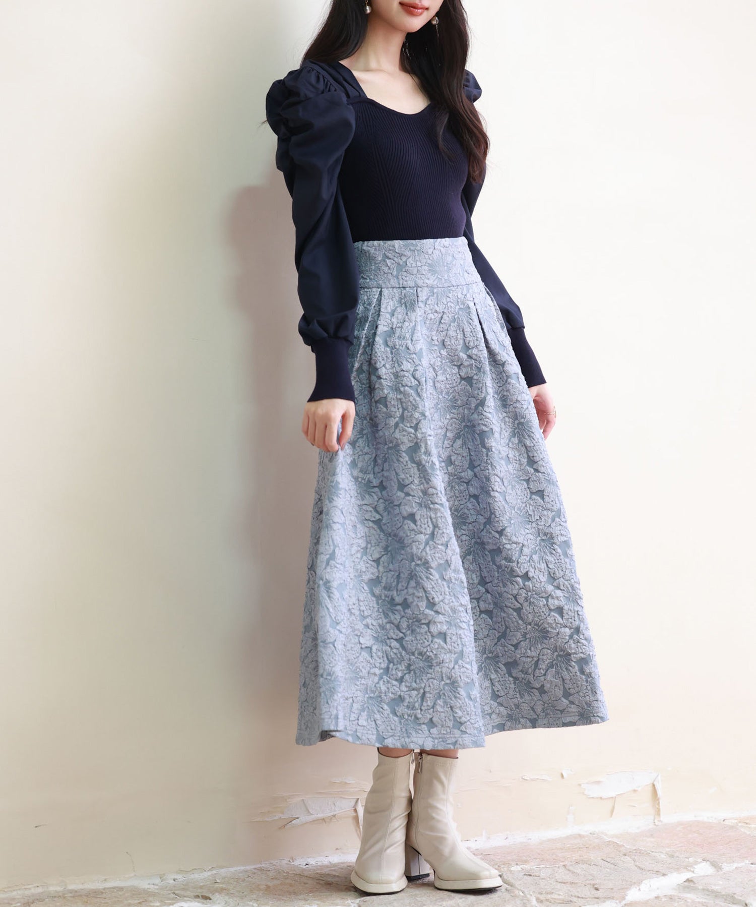 異素材ドッキングニットプルオーバーsdp0179 ネイビー