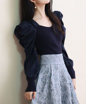 異素材ドッキングニットプルオーバーsdp0179 ネイビー