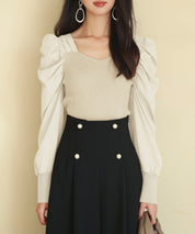 異素材ドッキングニットプルオーバーsdp0179 アイボリー