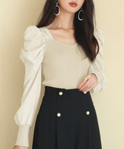 異素材ドッキングニットプルオーバーsdp0179 アイボリー