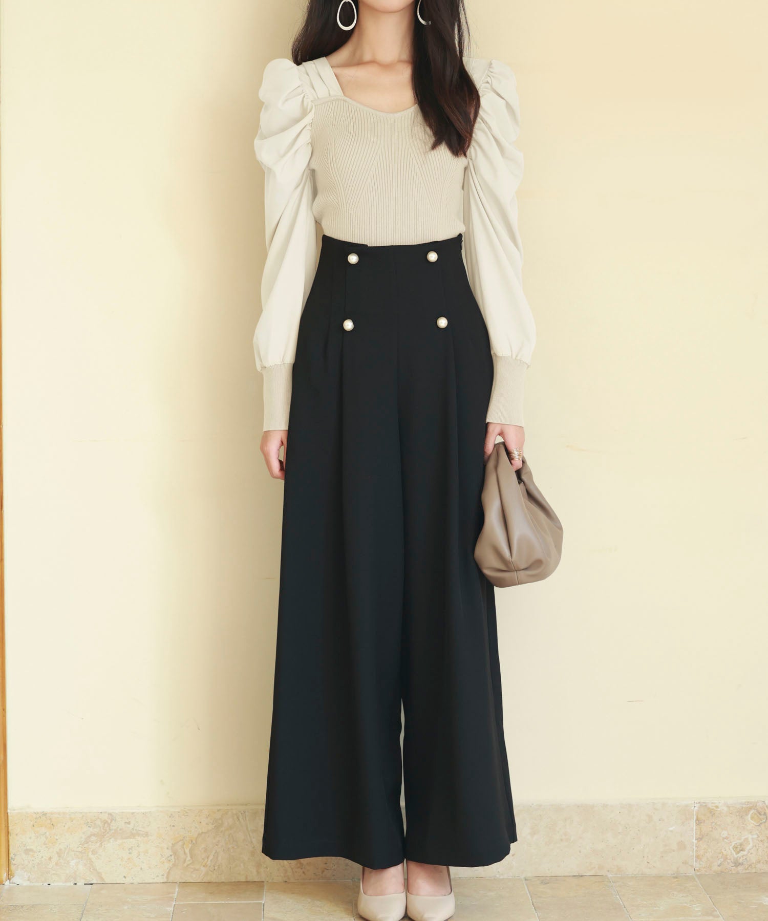 異素材ドッキングニットプルオーバーsdp0179 アイボリー