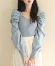 異素材ドッキングニットプルオーバーsdp0179 ブルーグレー