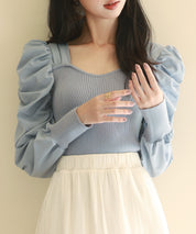 異素材ドッキングニットプルオーバーsdp0179 ブルーグレー