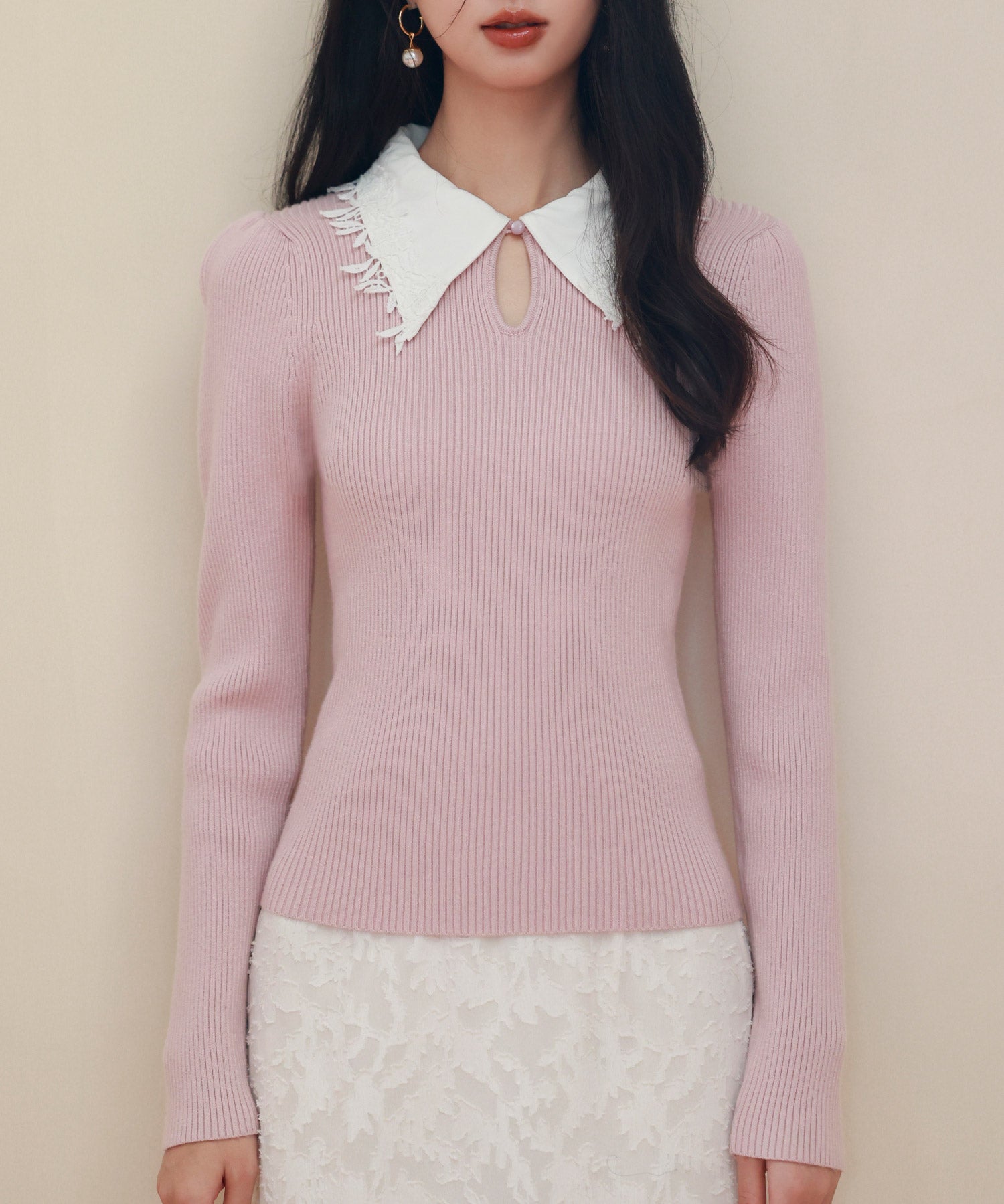 レイヤード風バイカラーニットプルオーバーsdp0180