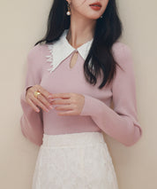 レイヤード風バイカラーニットプルオーバーsdp0180