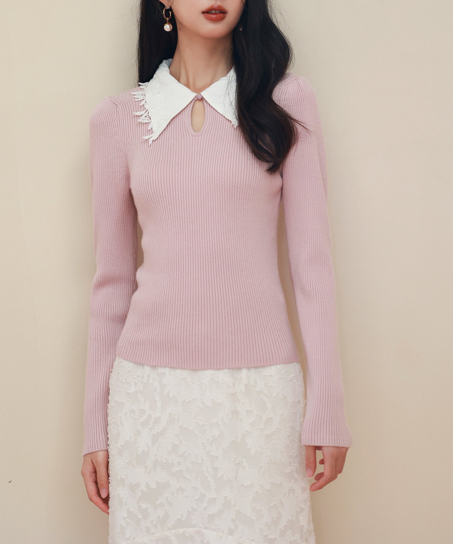 レイヤード風バイカラーニットプルオーバーsdp0180