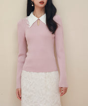 レイヤード風バイカラーニットプルオーバーsdp0180