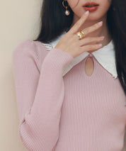 レイヤード風バイカラーニットプルオーバーsdp0180