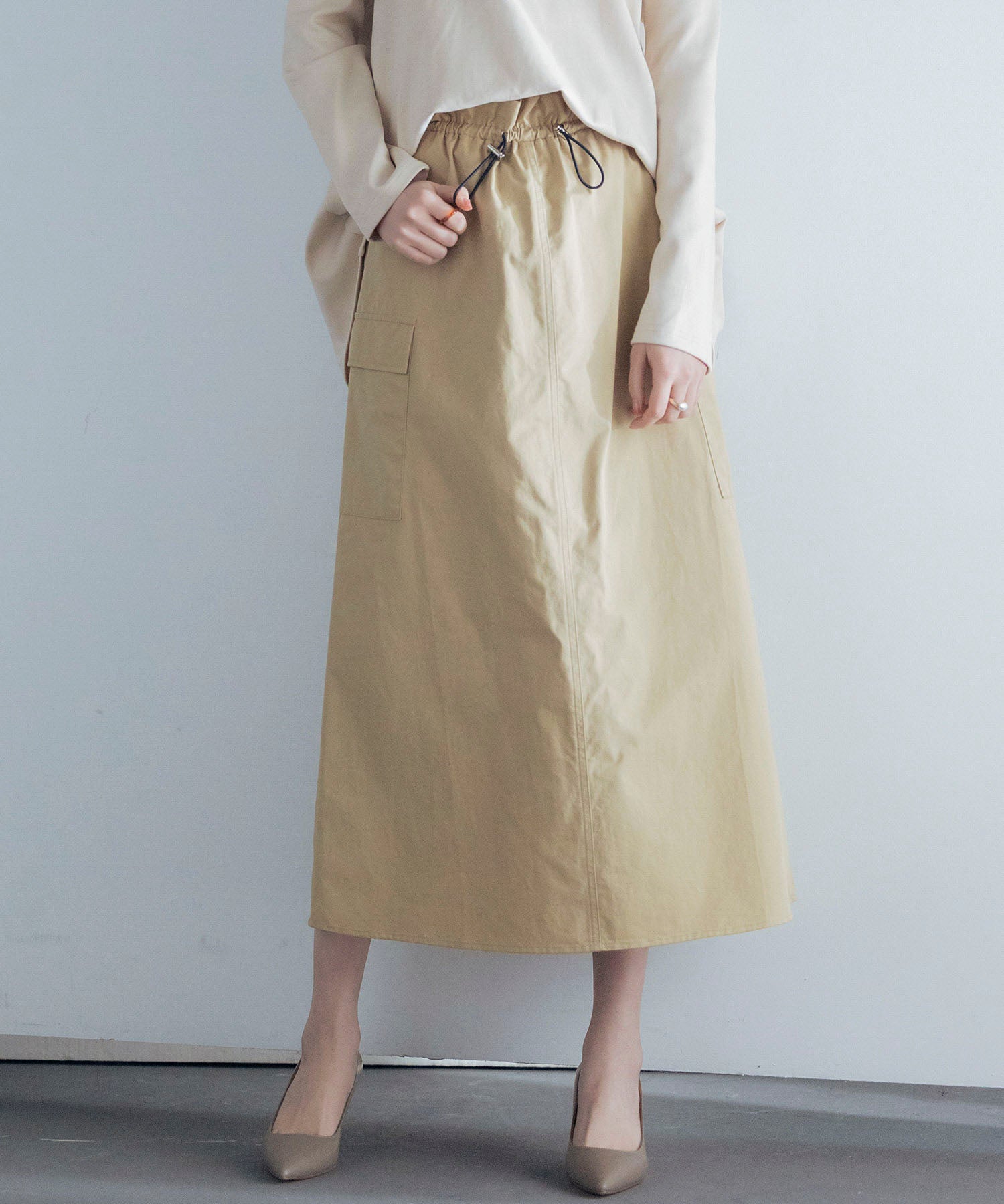 ハイウエストカーゴポケットロング丈スカートsdp0182-102-14