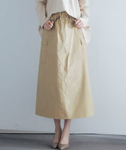 ハイウエストカーゴポケットロング丈スカートsdp0182 ベージュ