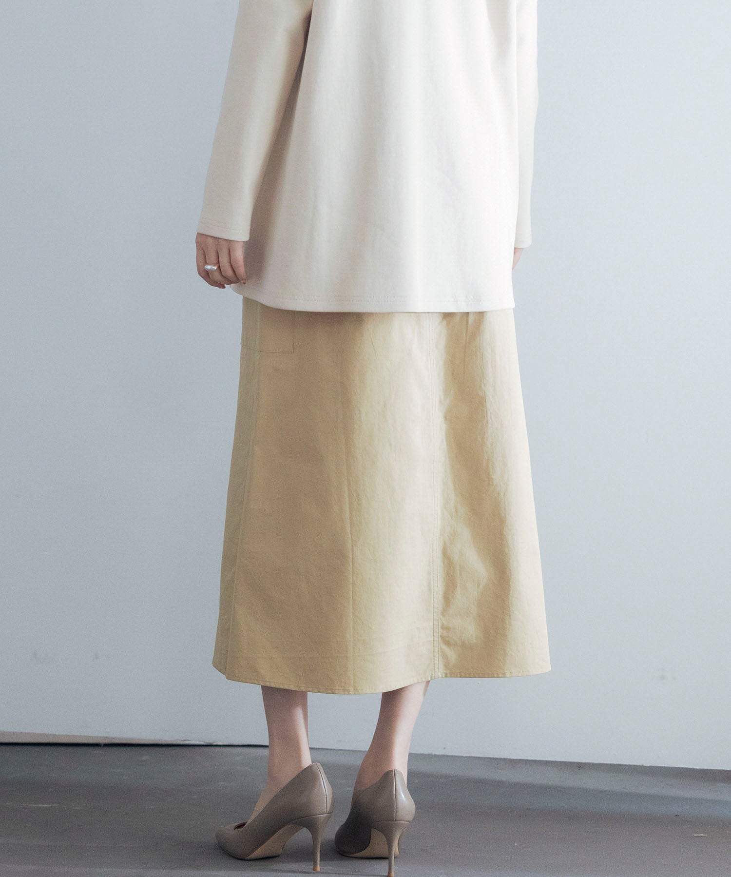 ハイウエストカーゴポケットロング丈スカートsdp0182 ベージュ