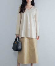 ハイウエストカーゴポケットロング丈スカートsdp0182 ベージュ