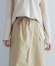 ハイウエストカーゴポケットロング丈スカートsdp0182 ベージュ