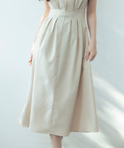 ウエストタックミモレ丈ワンピースsdp0183 ベージュ