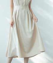 ウエストタックミモレ丈ワンピースsdp0183 ベージュ