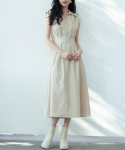 ウエストタックミモレ丈ワンピースsdp0183 ベージュ