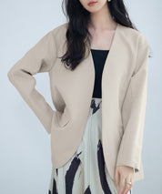 ドロップショルダーVネックジャケットsdp0184 ベージュ