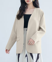 ドロップショルダーVネックジャケットsdp0184 ベージュ